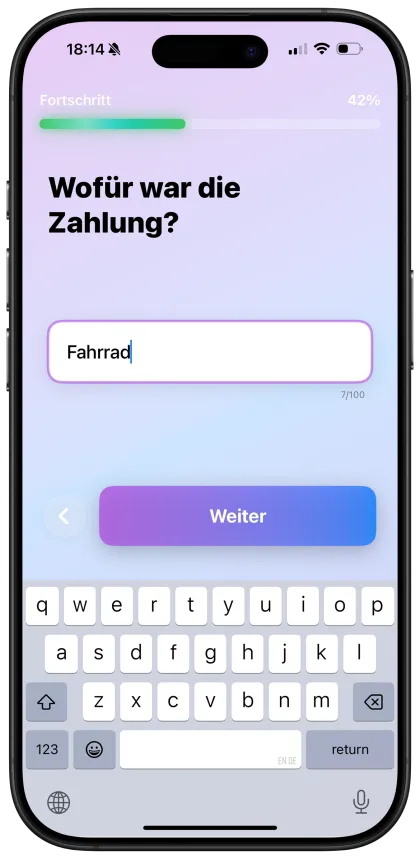 Zahlungszweck eintragen